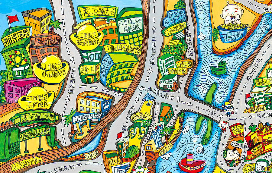 东河镇手绘地图景区的历史见证